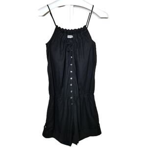 Kensie Button Front Halter Style Romper‎ Black XS